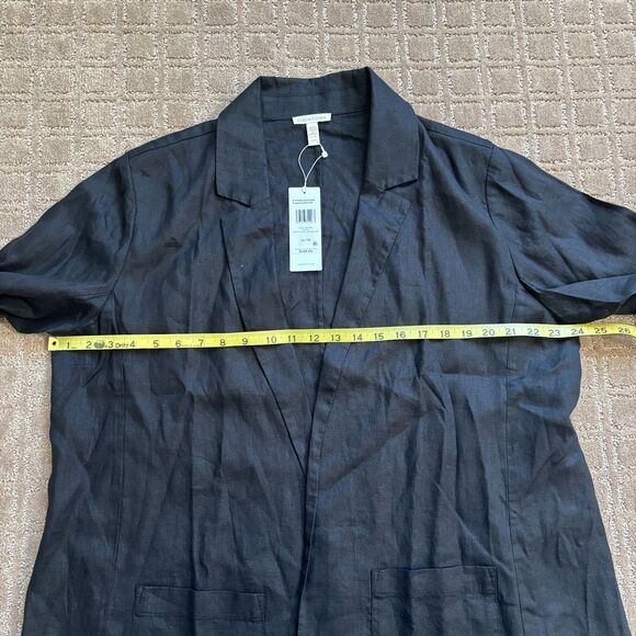 Eileen Fisher Long Linen Blazer Women's XL Black Open Organic Notch Collar NWT - Picture 7 of 9